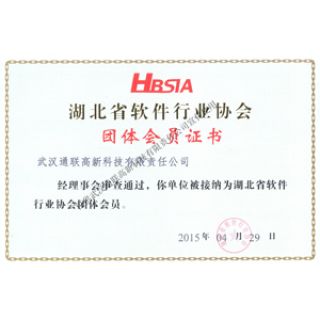 湖北省軟件行業協會團體會員證書